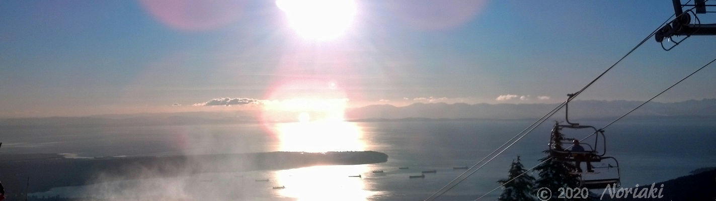 グラウス山から見える朝日から夕陽になろうとしている景色