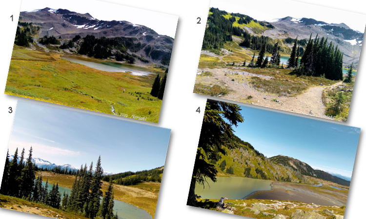 Mimulus Lake, Black Tusk Lake, Helm Lake の景色