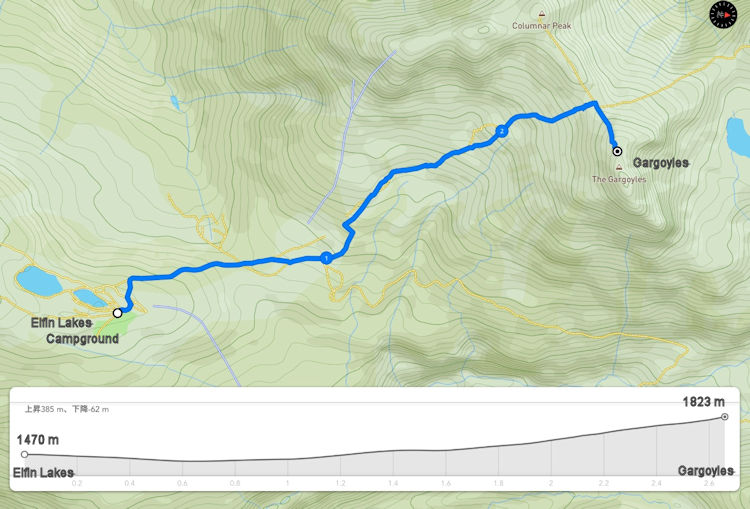 エルフィンレイク から ガーゴイルズ だけのトレイルルートマップ